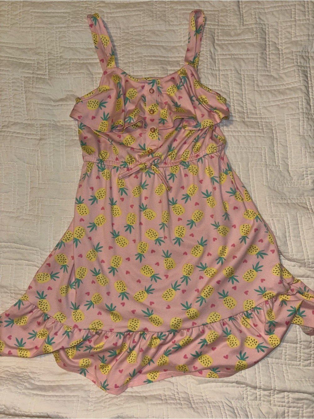 Girls Pink Pineapple Print Sundress